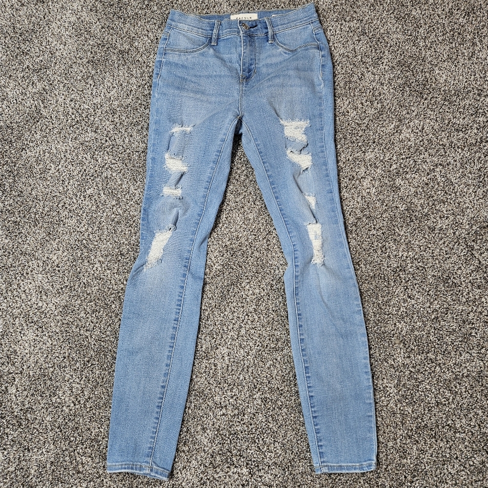 Pacsun Women’s High Rise Distressed Jegging Blue Jeans Size 25x27